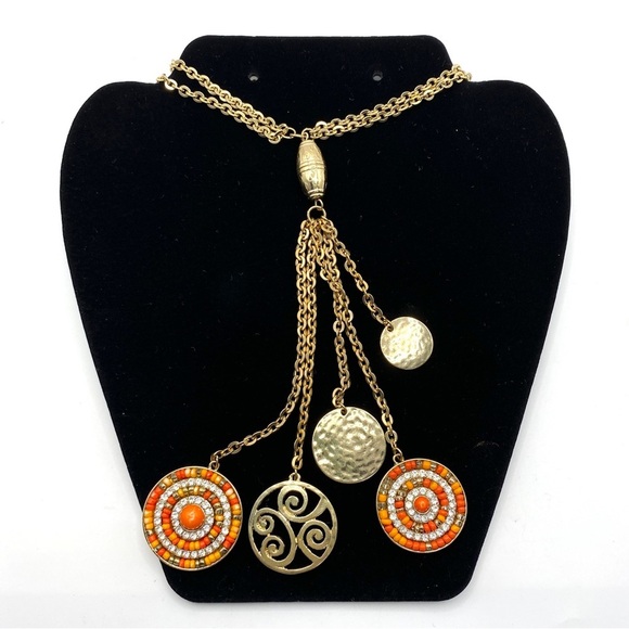 JULES C. Necklace Long Dangles Goldtone Chain - Picture 5 of 8